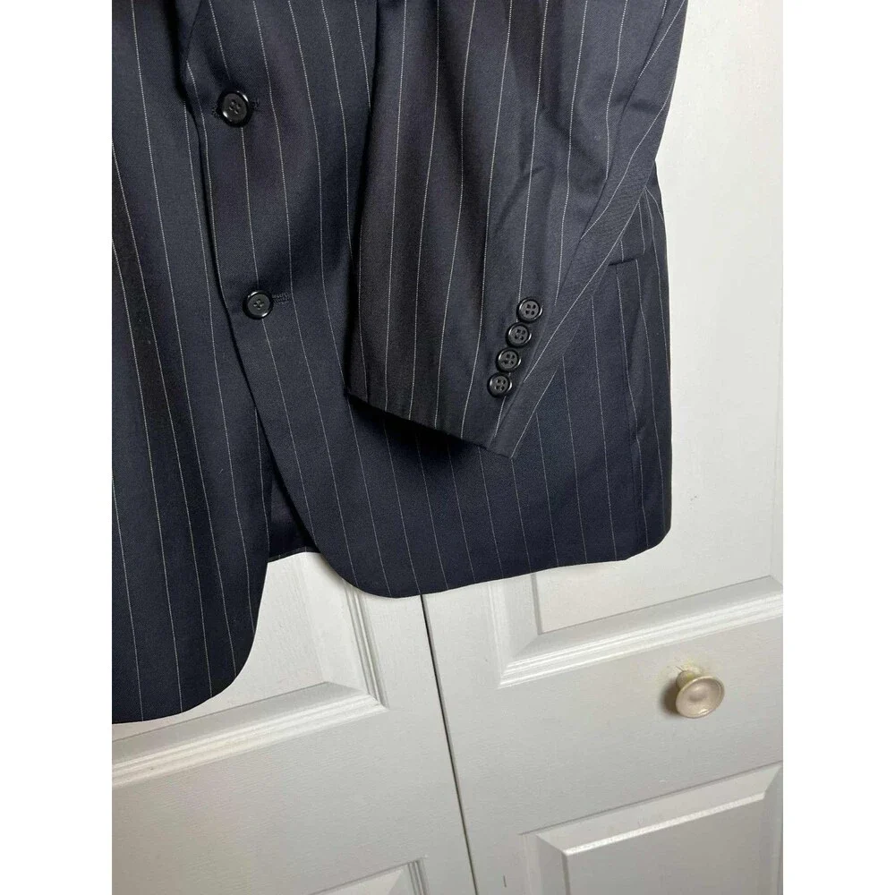 Burberrys Wool Blazer Black Striped 2 Buttons 42r 44rMeasurements In Description